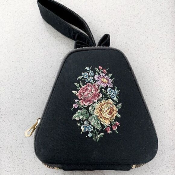 Antique Accessories - Antique Art Deco Floral Wristlet Case Purse​